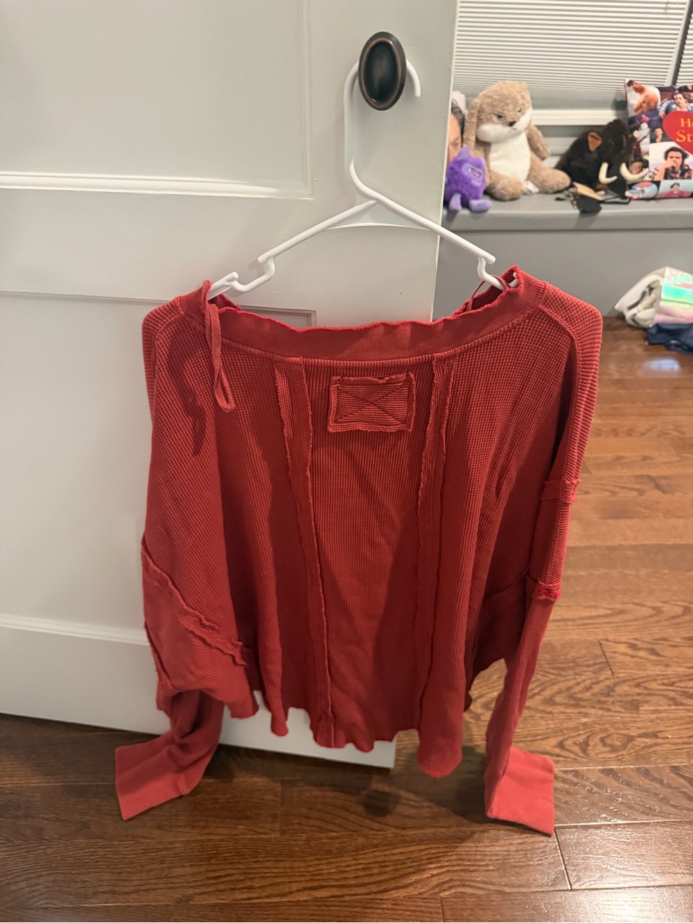 Free People Rust Red Ribbed Long-Sleeve Lightweight Top - Picture 4 of 4